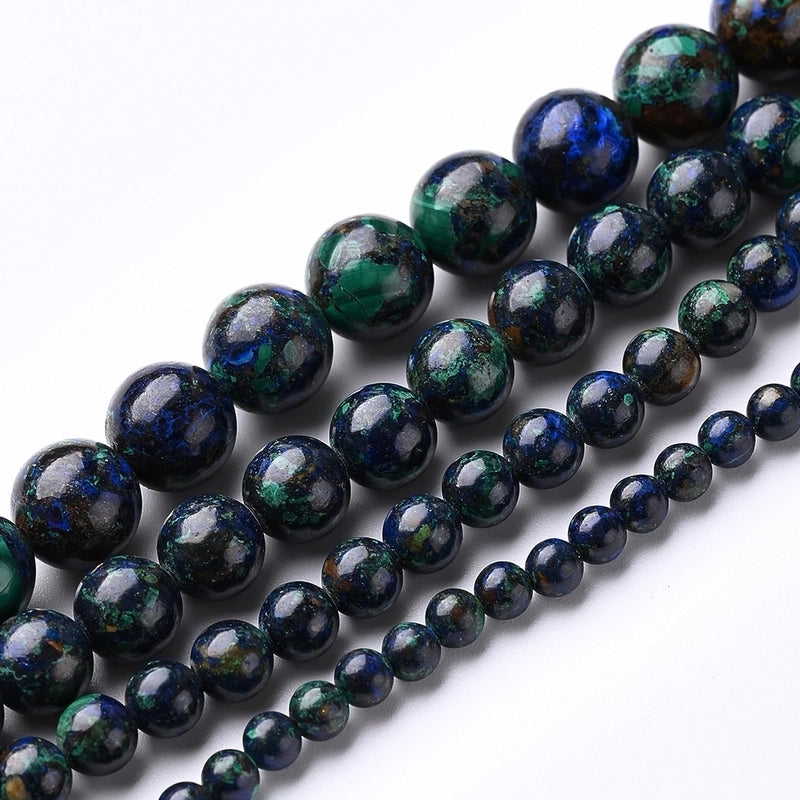 1 Piece 10mm 6mm 8mm Hole Under 1mm Hole 1~1.9mm Natural Stone Azurite Marble Polished Beads