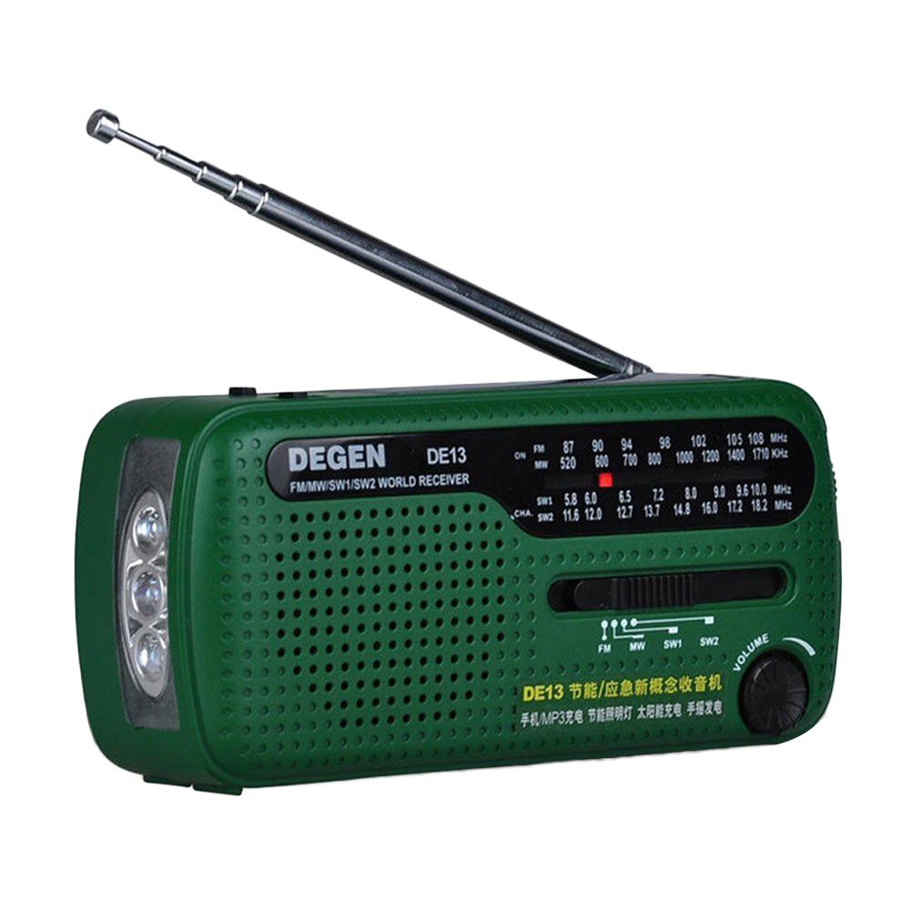 

DE13 Flashlight FM AM SW Dynamo Solar Power Emergency Radio World Receiver, 501 Original