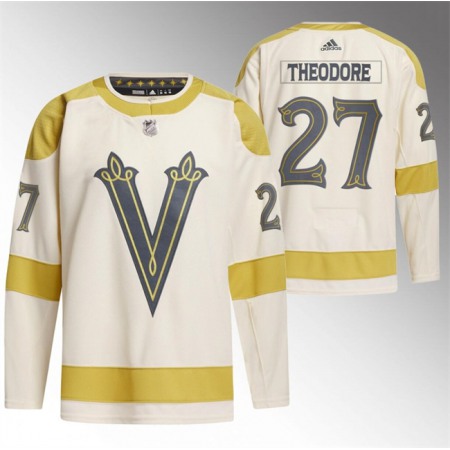 Men's Vegas Golden Knights #27 Shea Theodore Cream 2024 Winter Classic   Stitched Jersey
