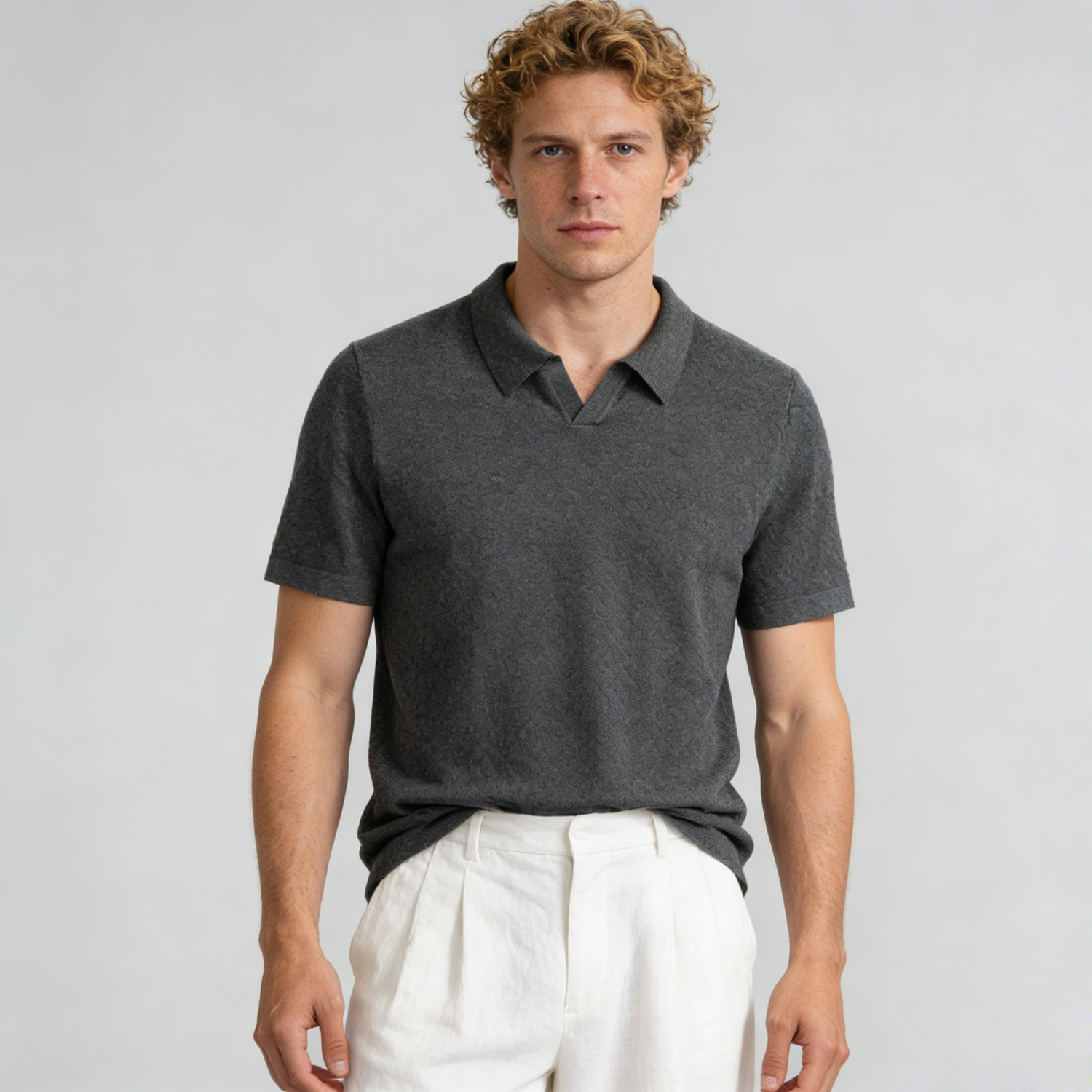 Men's Collar Seagull Silk Cashmere Shirt Sweater | Spring Summer REAL SILK LIFE