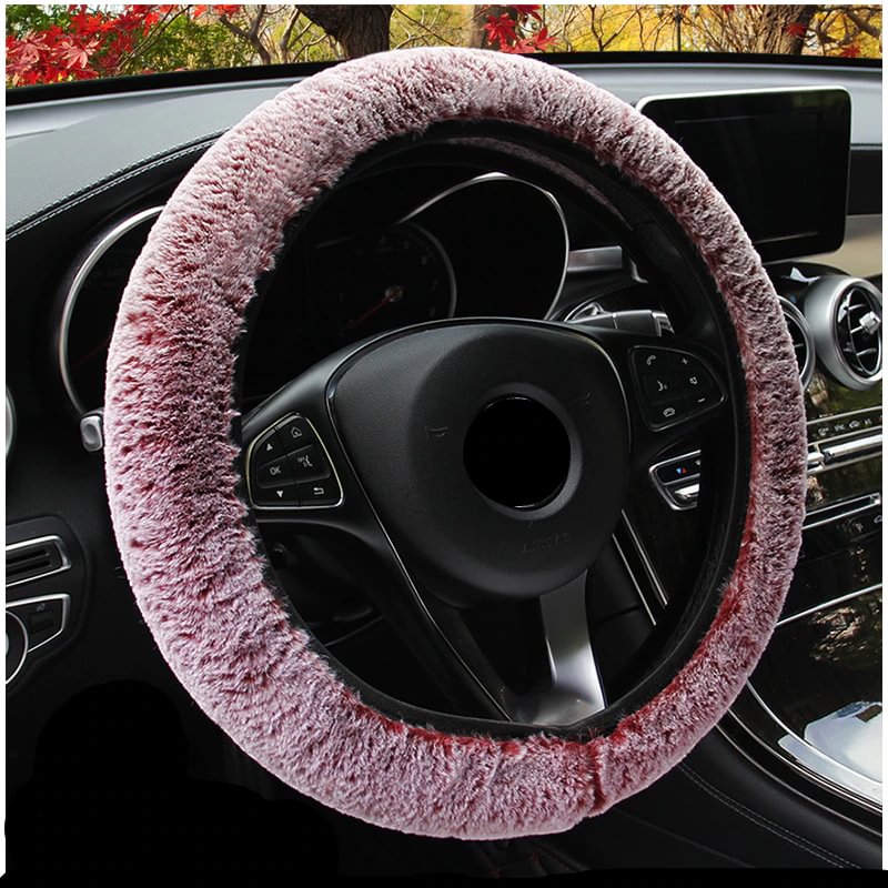 Universal 37-39cm High-grade Soft Warm Imitation Rabbit Fur Steering Wheel Cover