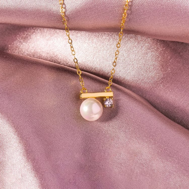 S925 Life is 90% How You React it Pearl Balance Necklace socialshop