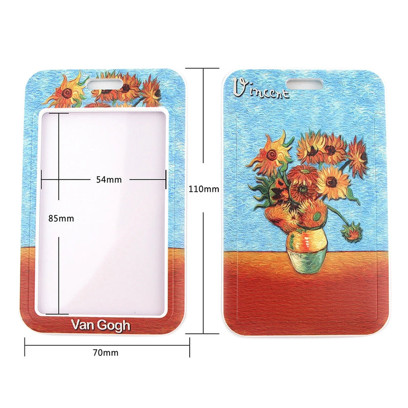 Art Style Van Gogh Lanyard Card Cover Student School Card Bus Pass Shuttle Card Access Control Card Double-sided Printed Mobile Phone Strap
