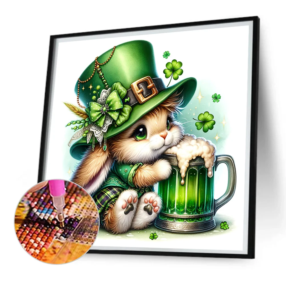 Diamond Painting - Full Square Drill - St. Patrick's Day Rabbit(Canvas|35*35cm)