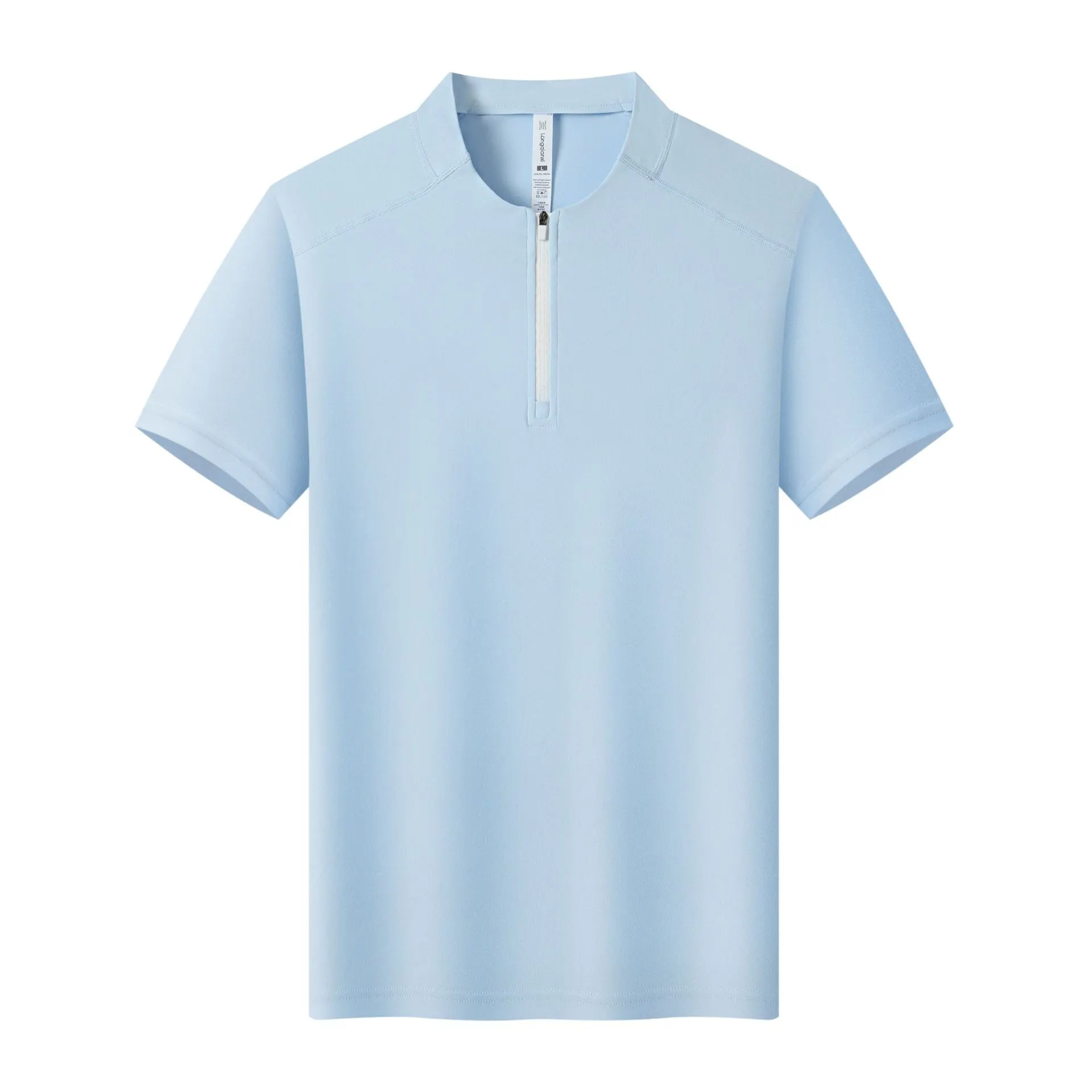 2026 Summer Ice Silk Quick-Dry Half-Zip Polo Shirt Men’s Stand Collar Short Sleeve T-Shirt