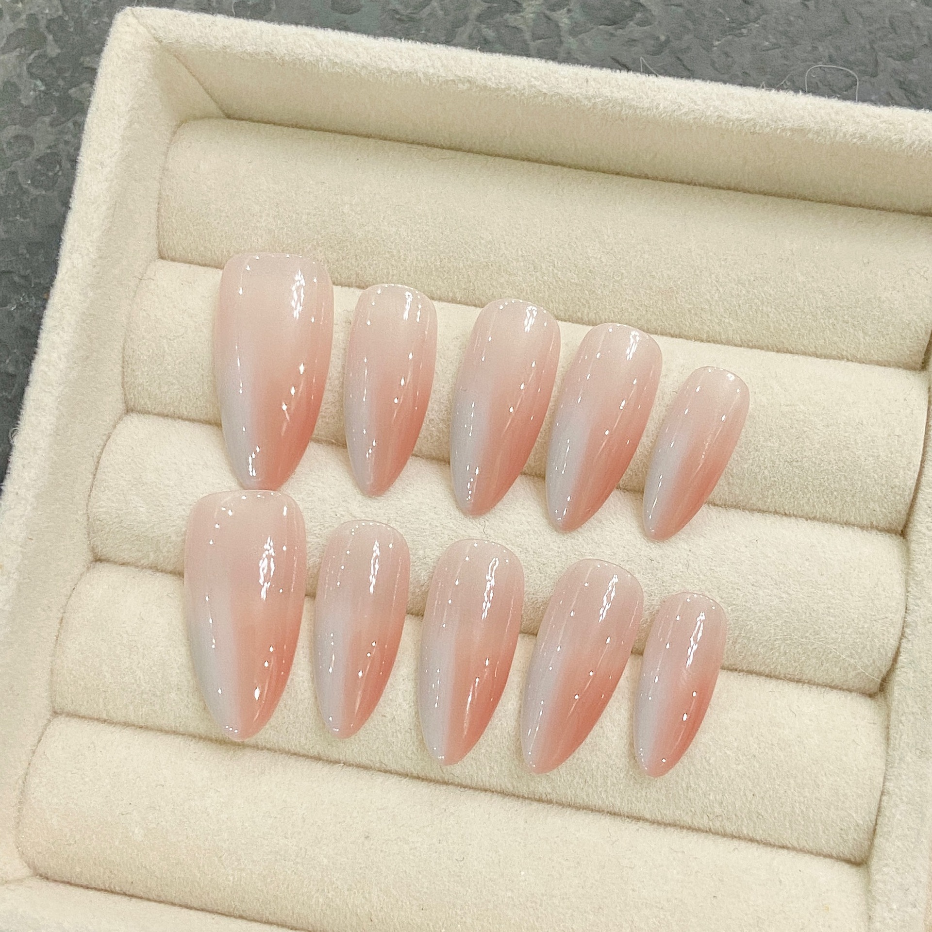 Nude Gradient Almond press on Nails