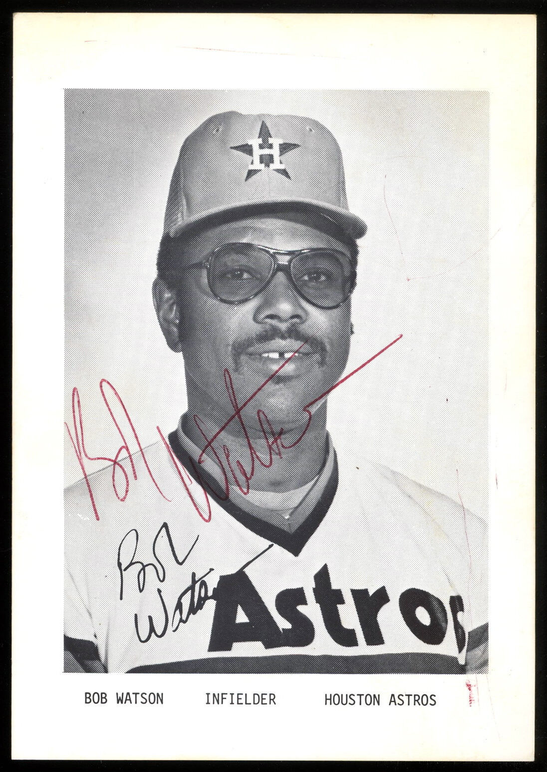 BOB WATSON HAND SIGNED auto AUTOGRAPH ON HOUSTON ASTROS TEAM Photo Poster painting CARD