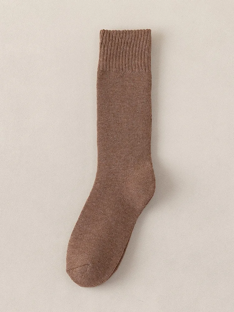 Casual Plain Thickened Cotton Winter Thermal Crew Sock