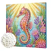 DIY Pearl Painting Seahorse for Home Wall Decor with Frame(25x25cm)