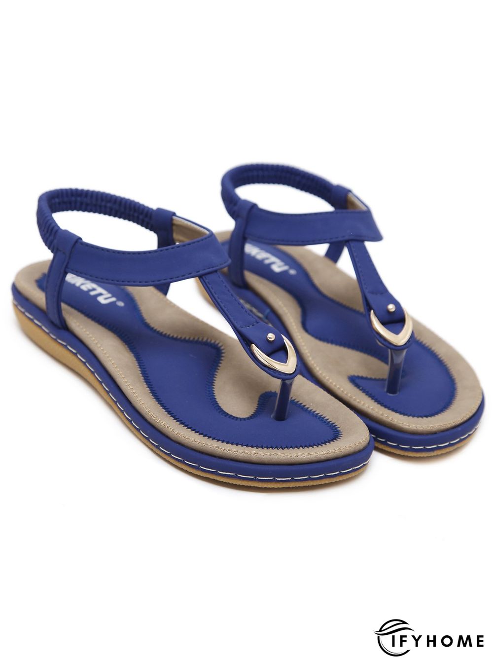 Women's Beach Metal Buckle Trim Flip-On Sandals | IFYHOME