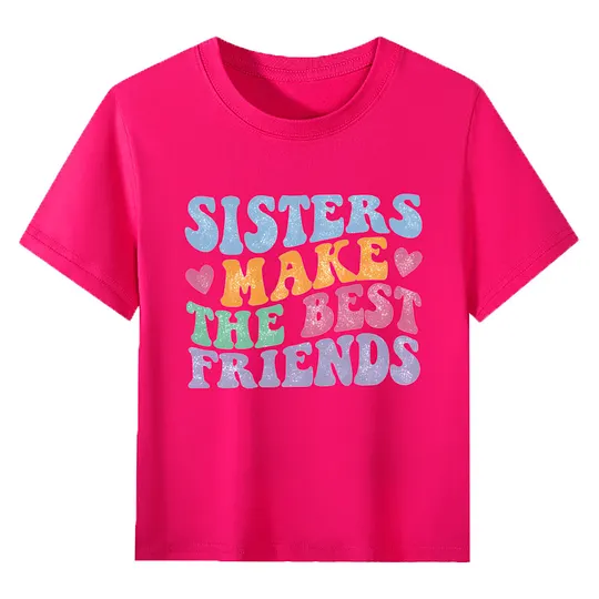 【2Y-13Y】"Sisters Make The Best Friends" Retro Kids' T-Shirt