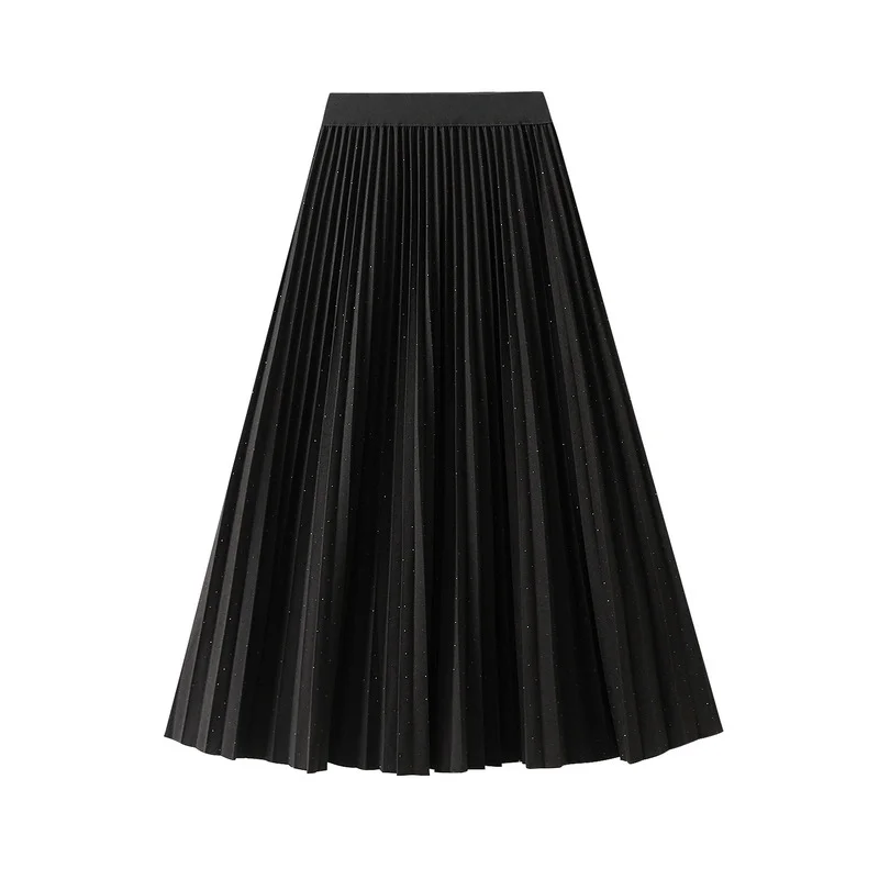 Nigikala Nigikala Diamond Hair, A Hundred Folded Skirt Half-Dress Women's Autumn And Winter New Tight High Waist Long Organ Skirt 8915