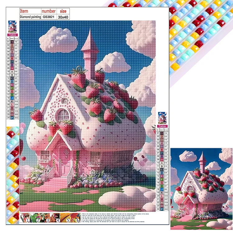 Cream Strawberry House 30*40CM (Canvas) Full Square Drill Diamond Painting gbfke