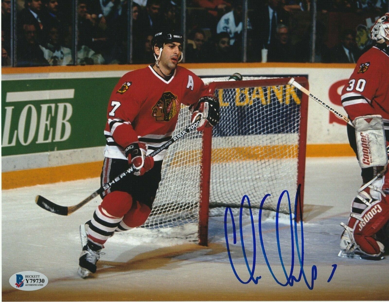 CHRIS CHELIOS Signed Chicago BLACKHAWKS 8X10 Photo Poster painting w/ Beckett COA