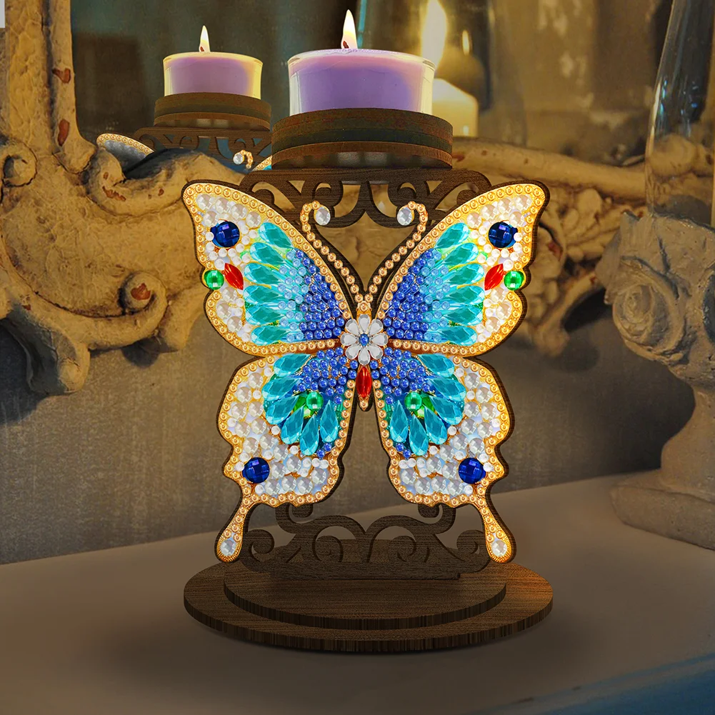 5D DIY Butterfly Desktop Diamond Painting Art Candle Holder Home Decor 
