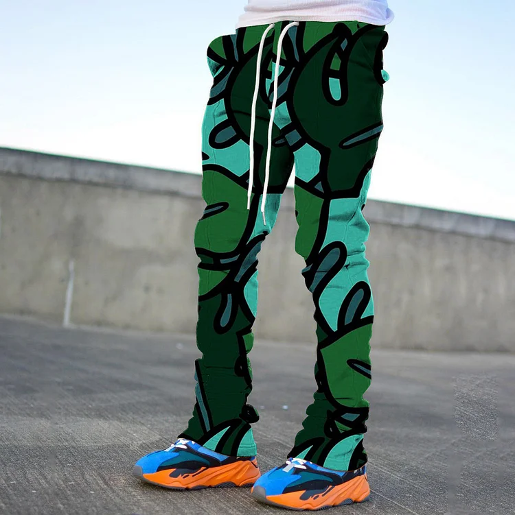 Trendy brand retro printed street style trousers