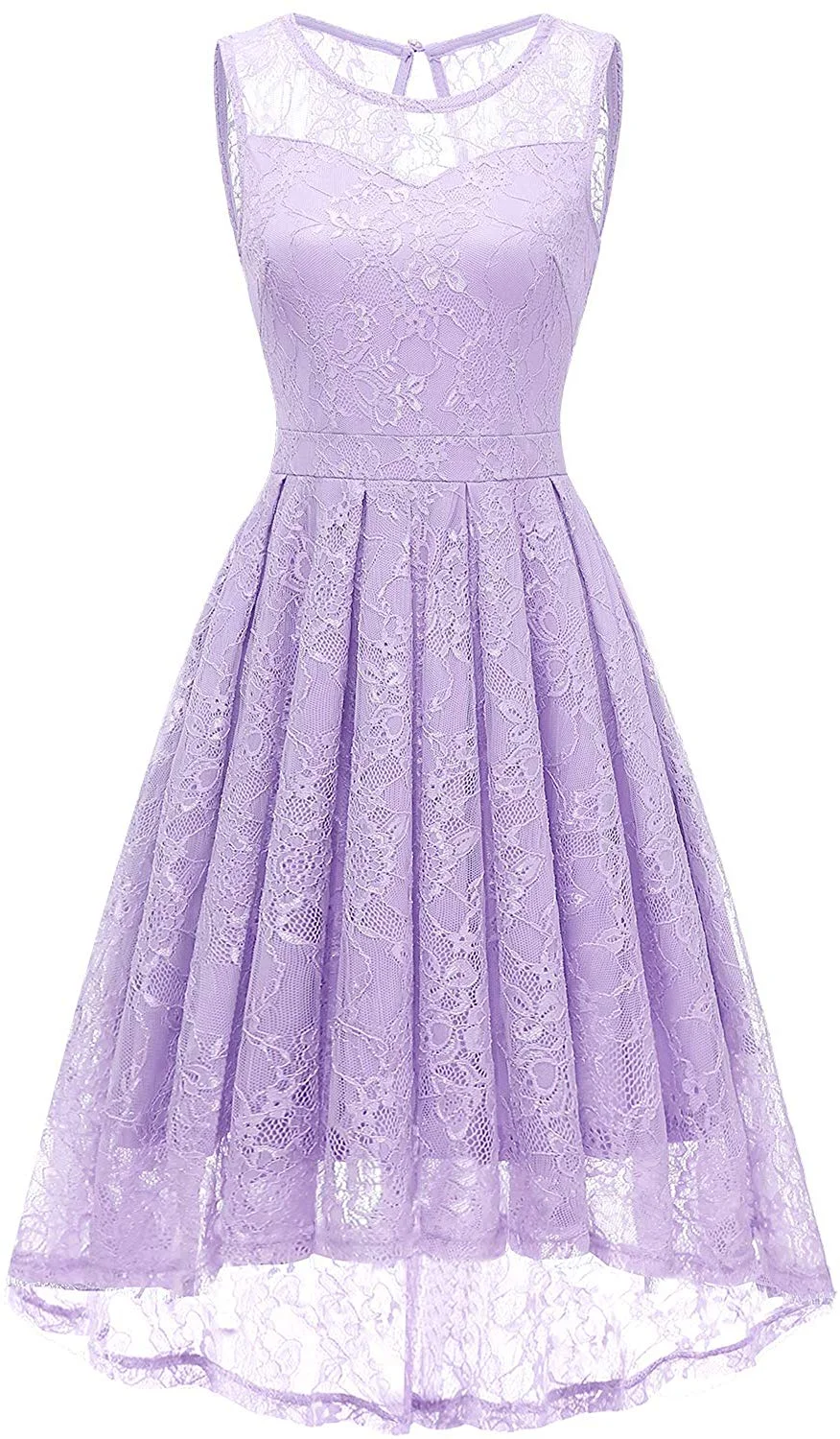 Women's Vintage Lace Bridesmaid Dress High Low Cocktail Formal Swing Dress