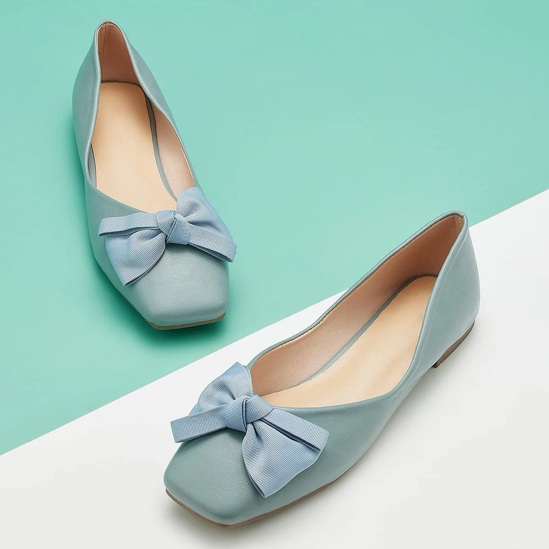Blue Square Comfortable Flats Satin Loafers for Women