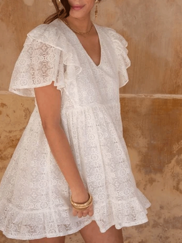 V neck lace dress