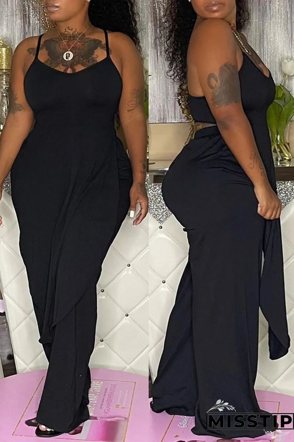 Orange Sexy Casual Solid Backless Asymmetrical Spaghetti Strap Sleeveless Two Pieces
