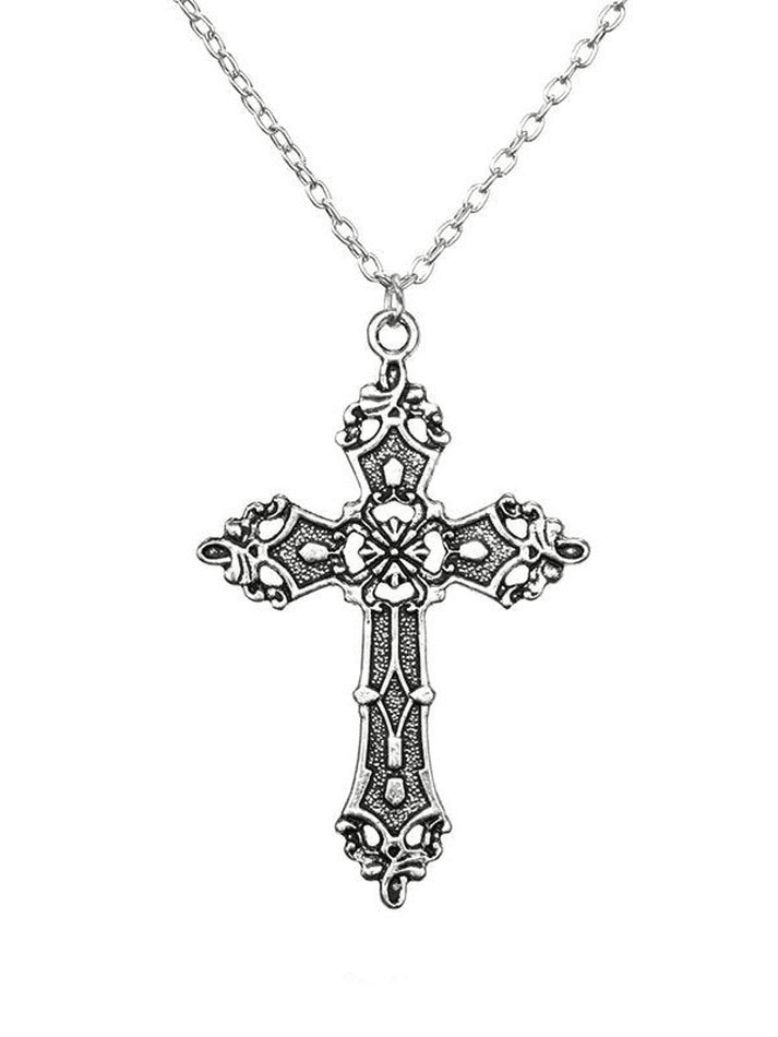 Brownm Vintage Baroque Cross Necklace