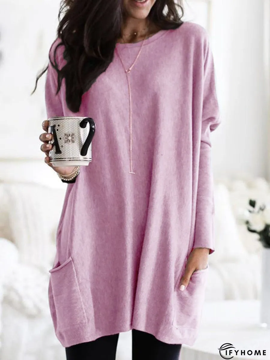 Round Neck Long Sleeve Tunic T-Shirt | IFYHOME