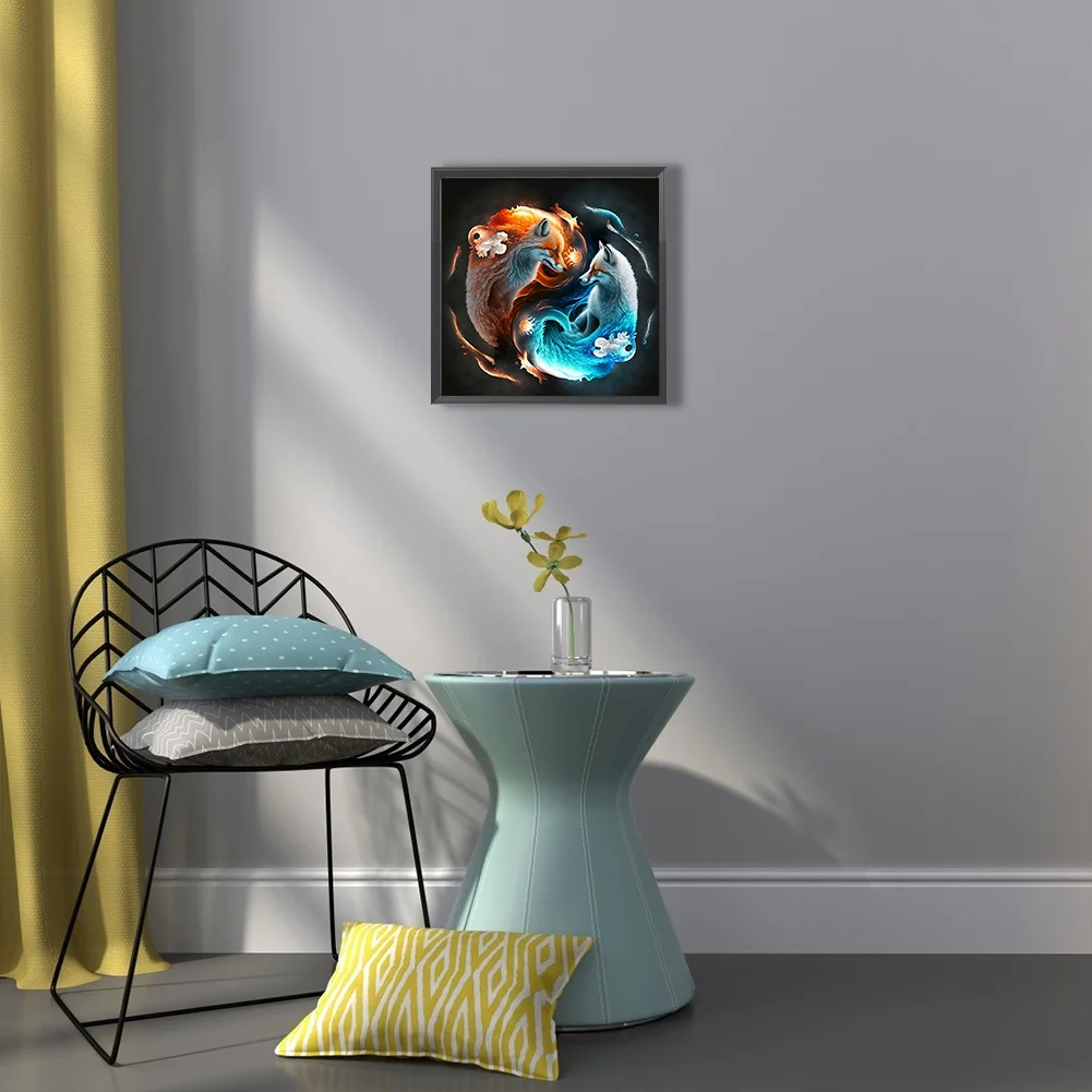 5D DIY Full Square Drill Diamond Painting Kit Fox Yin Yang Symbol Craft (F1290)