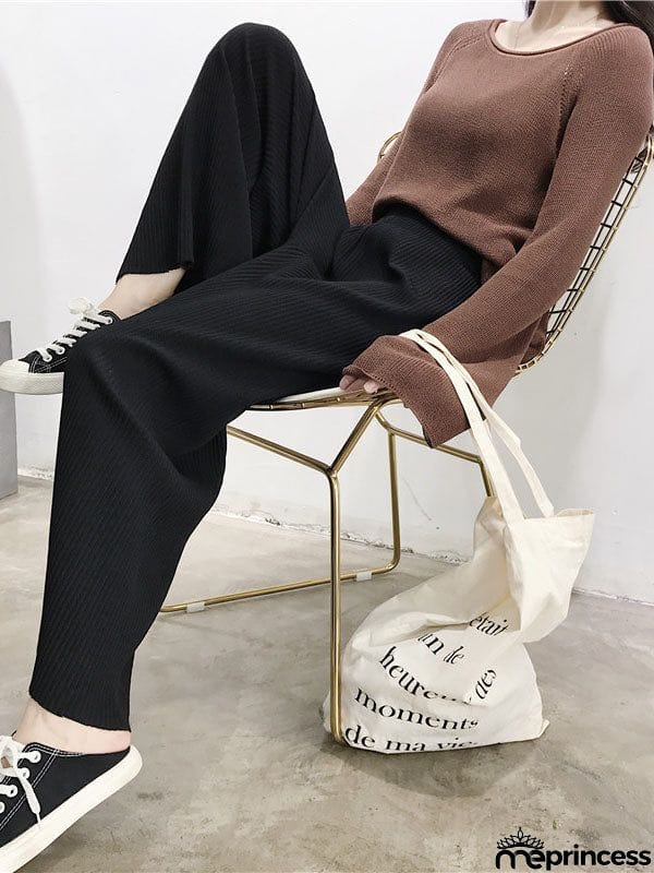 Urban Loose Wide Leg Solid Color Pants