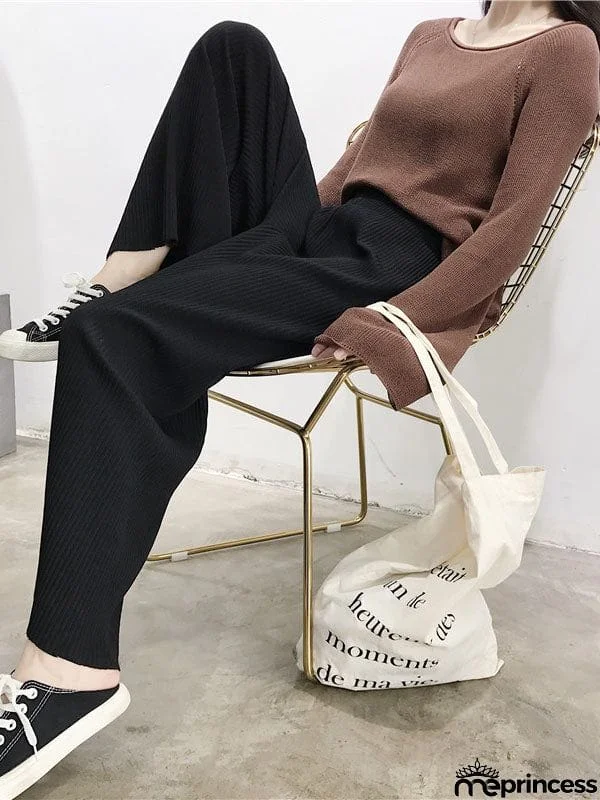 Urban Loose Wide Leg Solid Color Pants