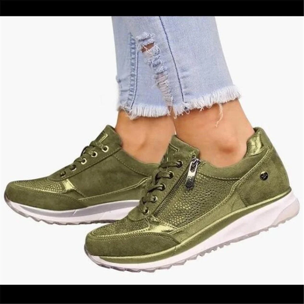 2021 New Women's Shoes Rhinestones Large Size Single Sports Shoes Women Sneakers Fashion Zipper Casual Women Vulcanized Shoes