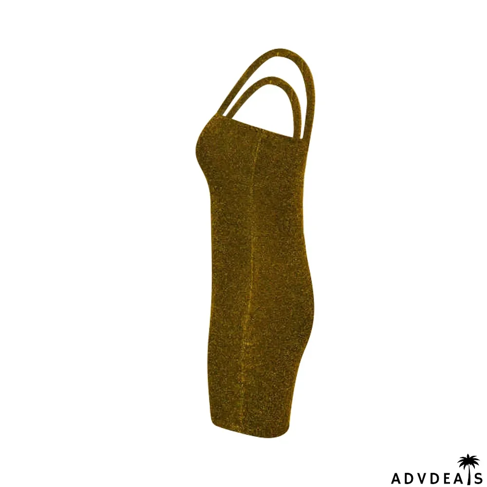 Summer Party Sexy Metallic Strap Mini Club Dress