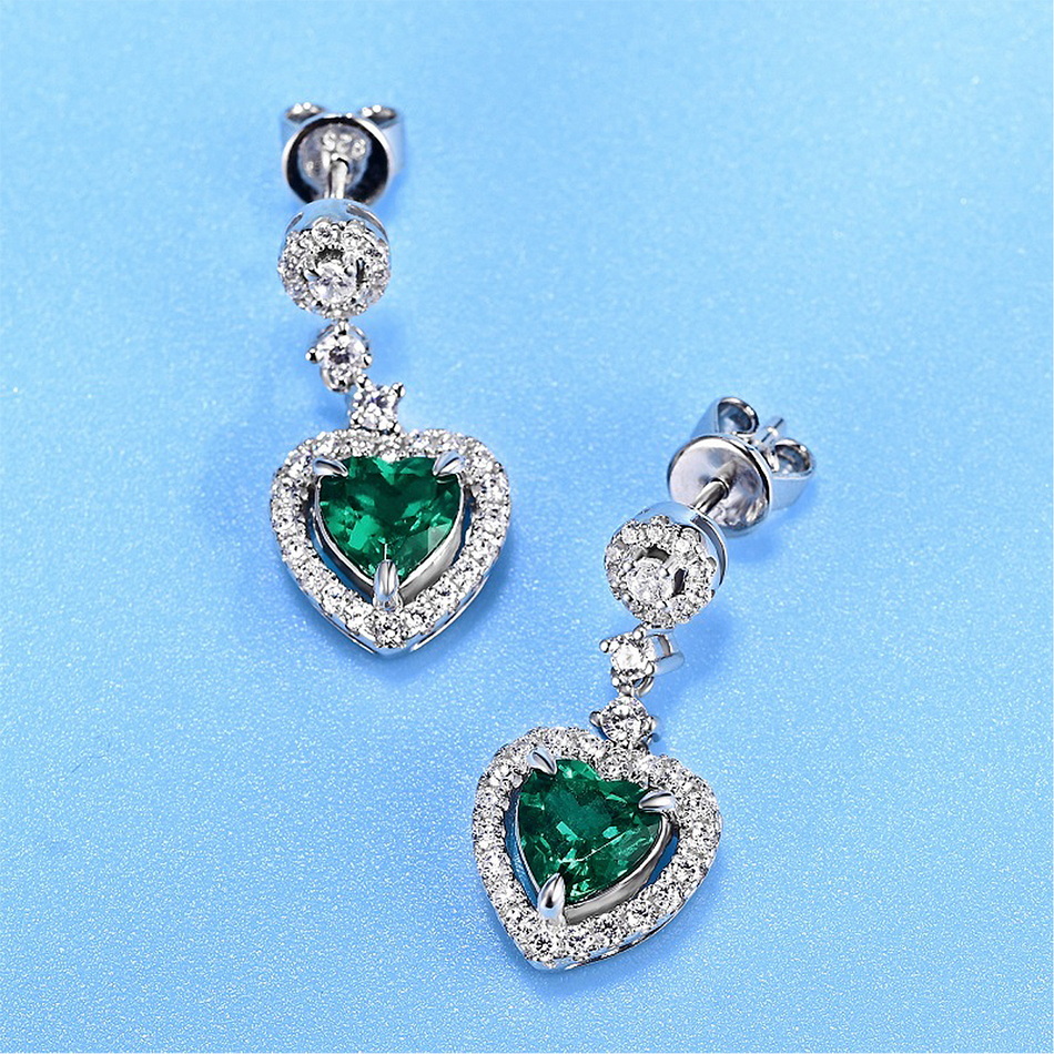 S925 Sterling Silver Stud Earrings For Women Round 1ct Lab Grown Emerald Classic Elegant Fine Jewelry Gifts 