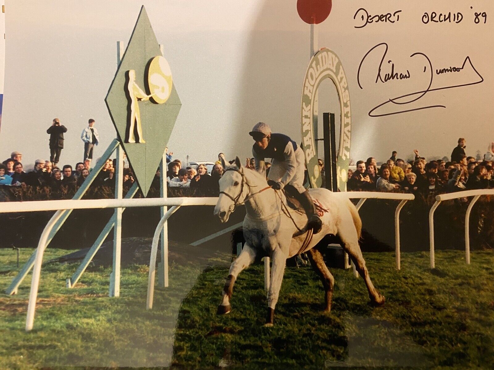 Jockey Richard Dunwoody signed Desert Orchid large Photo Poster painting UACC DEALER SIGNING!