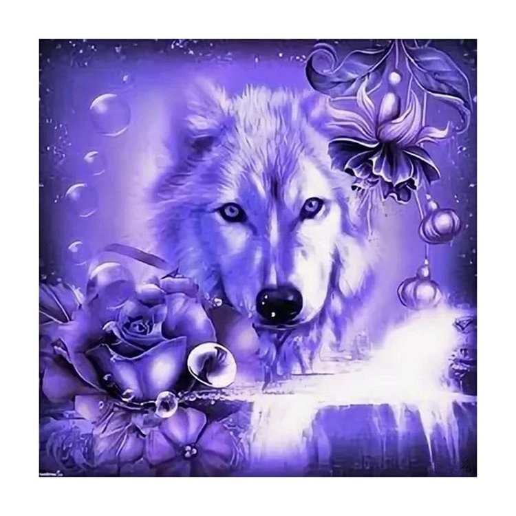 Peinture au diamant - Full Round - Purple Wolf Rose