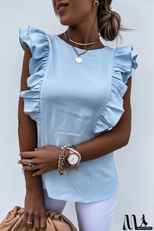 MidiSono - Ruffles Sleeveless T Shirt