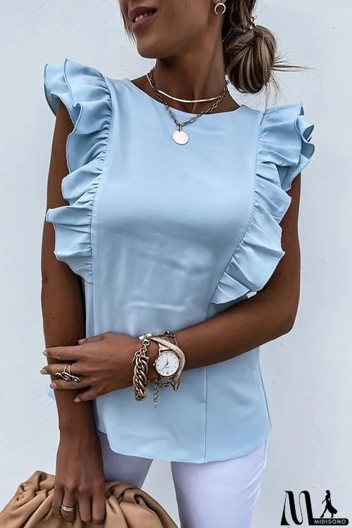 MidiSono - Ruffles Sleeveless T Shirt