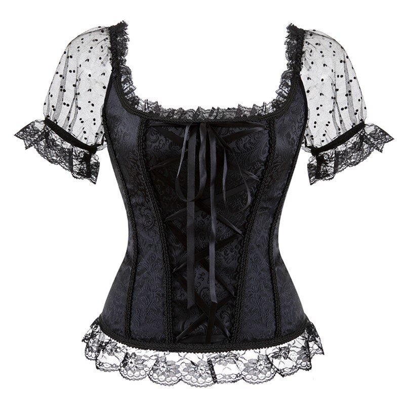 Sapubonva Sexy Bride Corsets Bustiers Gothic Lace up Halloween Vest Overbust Corsets Shoulder Straps Body Shapewear Corselet