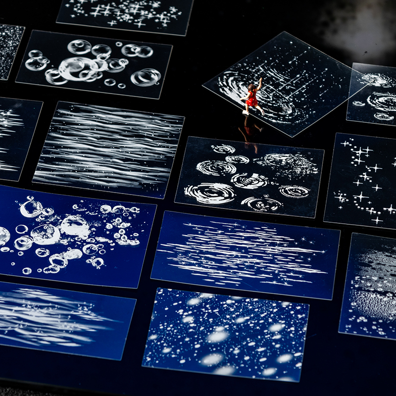 PET 스티커 - 내추럴 컬렉션 시리즈 빈티지 눈 비 방울 풍경