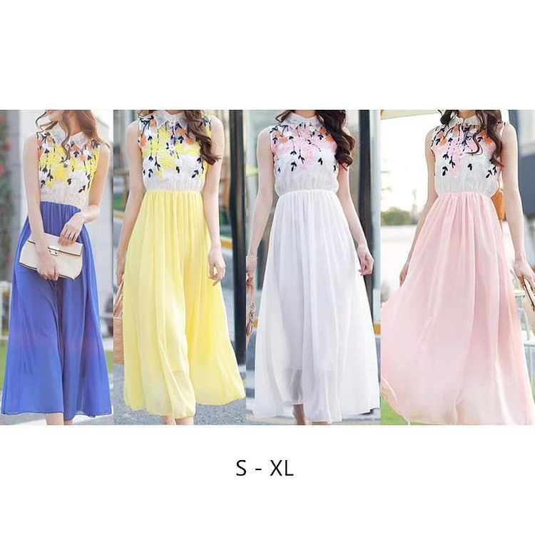 S-XL 4 Colors Bohemia Sleeveless Maxi Dress SP152626