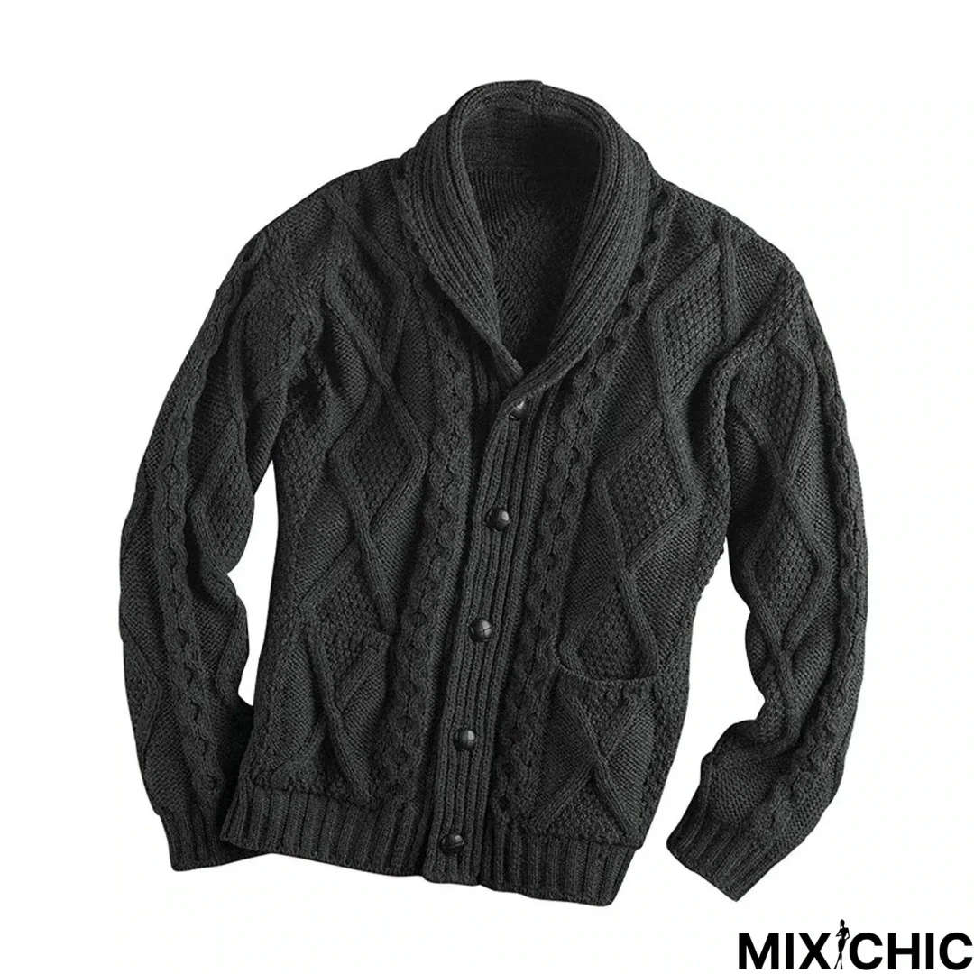 Men's Sweater Solid Color Long Sleeve Lapel Cardigan Coat Sweater