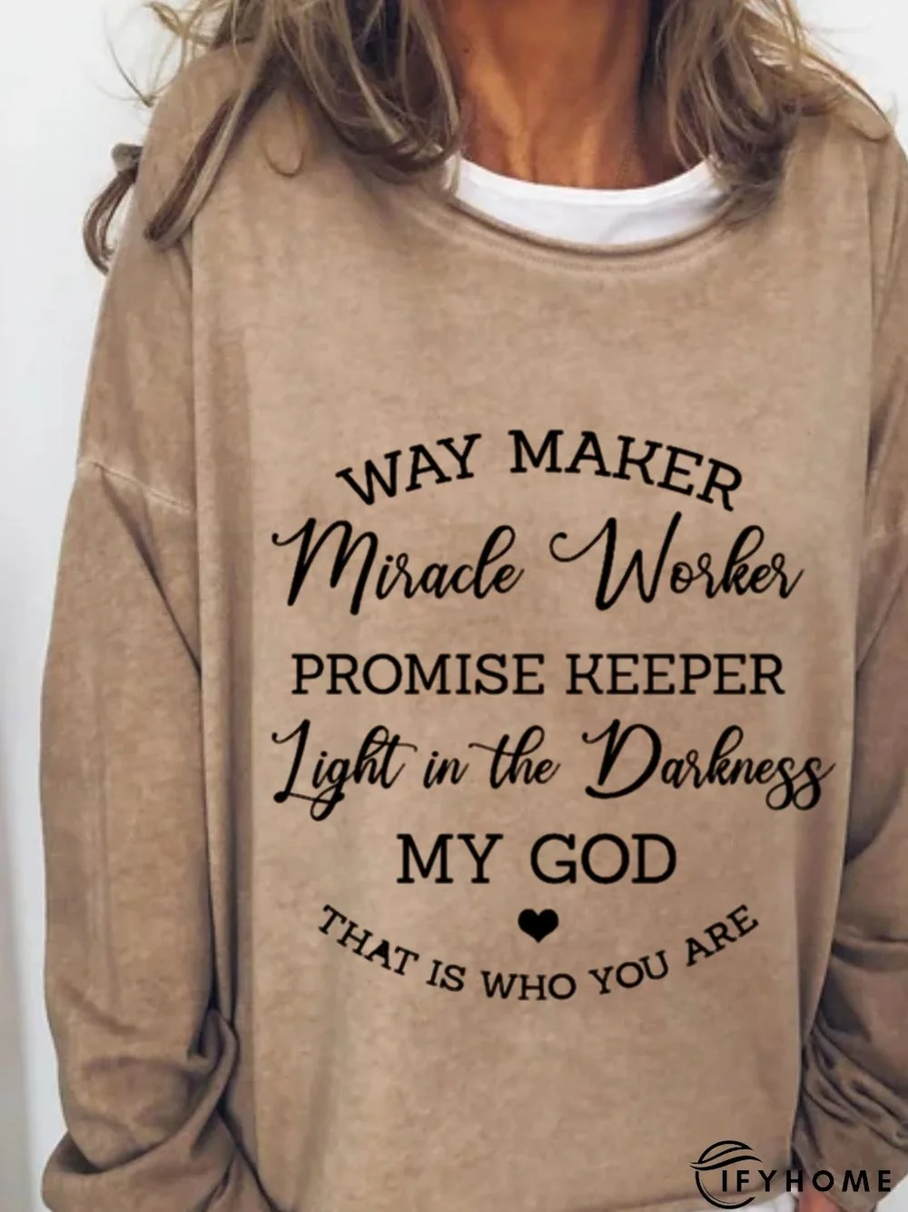 Casual Long Sleeve Round Neck Printed Top Sweatshirt | IFYHOME