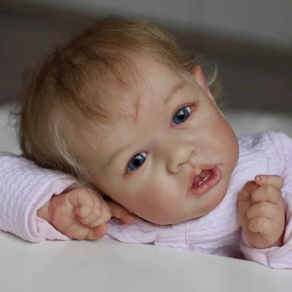 12'' Super Lovely Handmade Open Mouth Silicone Reborn Baby Dolls Girl Named Sabrina With Rooted Hair