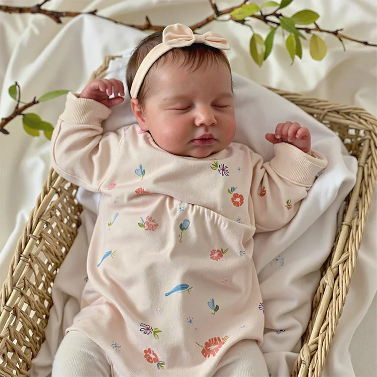 [3-7 Days Delivery] 20" Handmade Lifelike Reborn Newborn Baby Sleeping Girl Named Frend with Hand-Painted Hair and Heartbeat💖 & Sound🔊