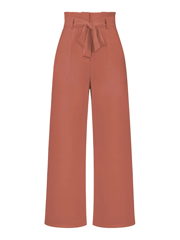 Simple Loose Wide Leg Solid Color Casual Pants Bottoms