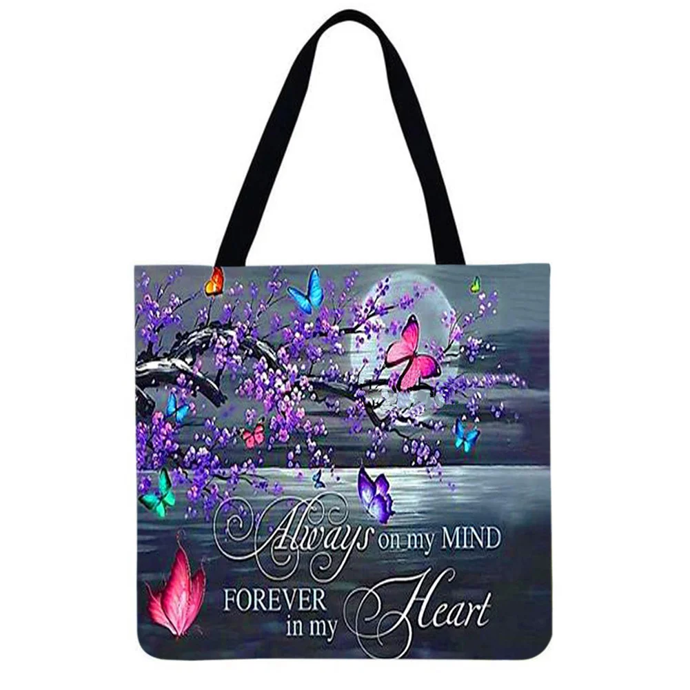 Linen Tote Bag-Moonlight butterfly