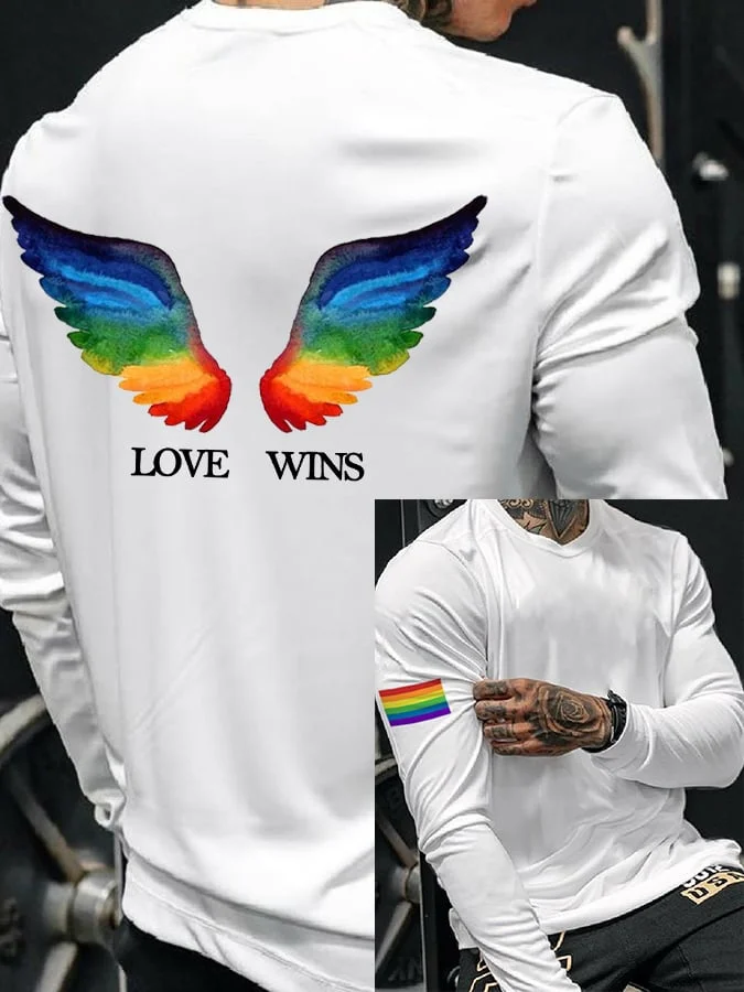 Men's Rainbow Love Wins Casual Long Sleeve T-Shirt socialshop