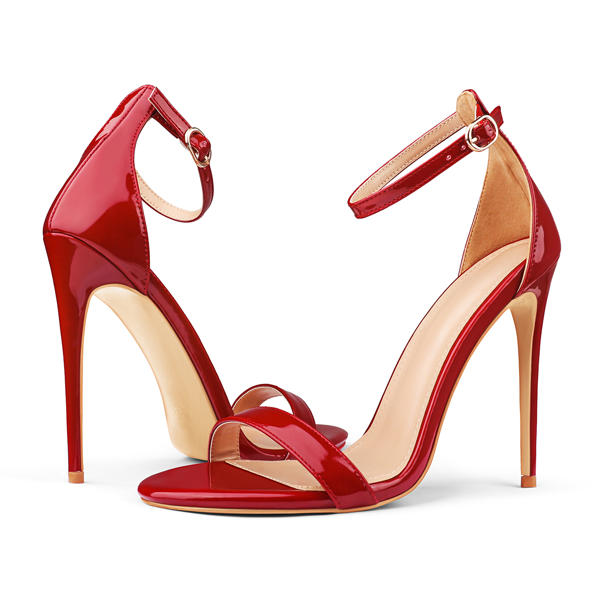 120mm Women's Pointed Toe Open Toe Ankle Strap Sandals Pumps Shoes-MERUMOTE