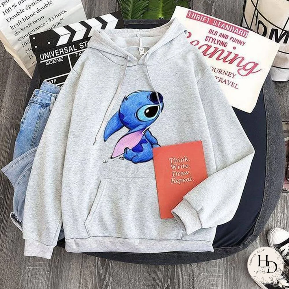 New Hoodie Sweatshirt Women Oversized cartoon Stitch Hoodie couple shirt versatile Sweatshirt Winter Long Sleeve Tops Hoodies