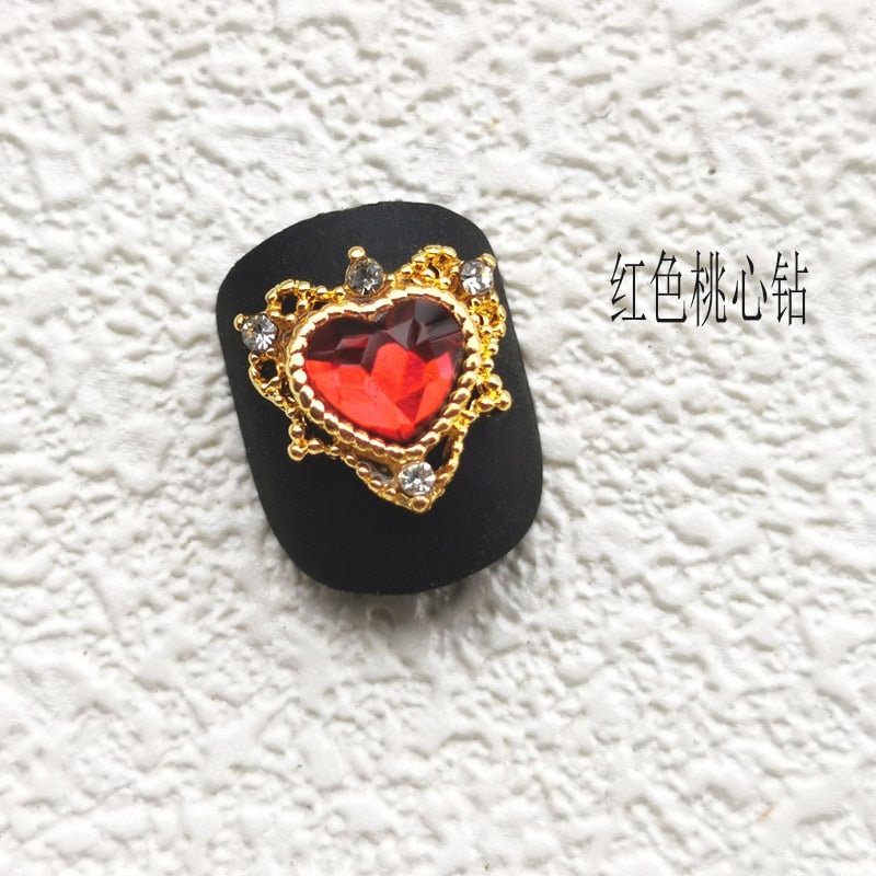 10Pcs Japanese Heart Design Nail Art Charms Alloy Designer Crystal Charms Jewelry For Nail Art Decoration Manicure Stones