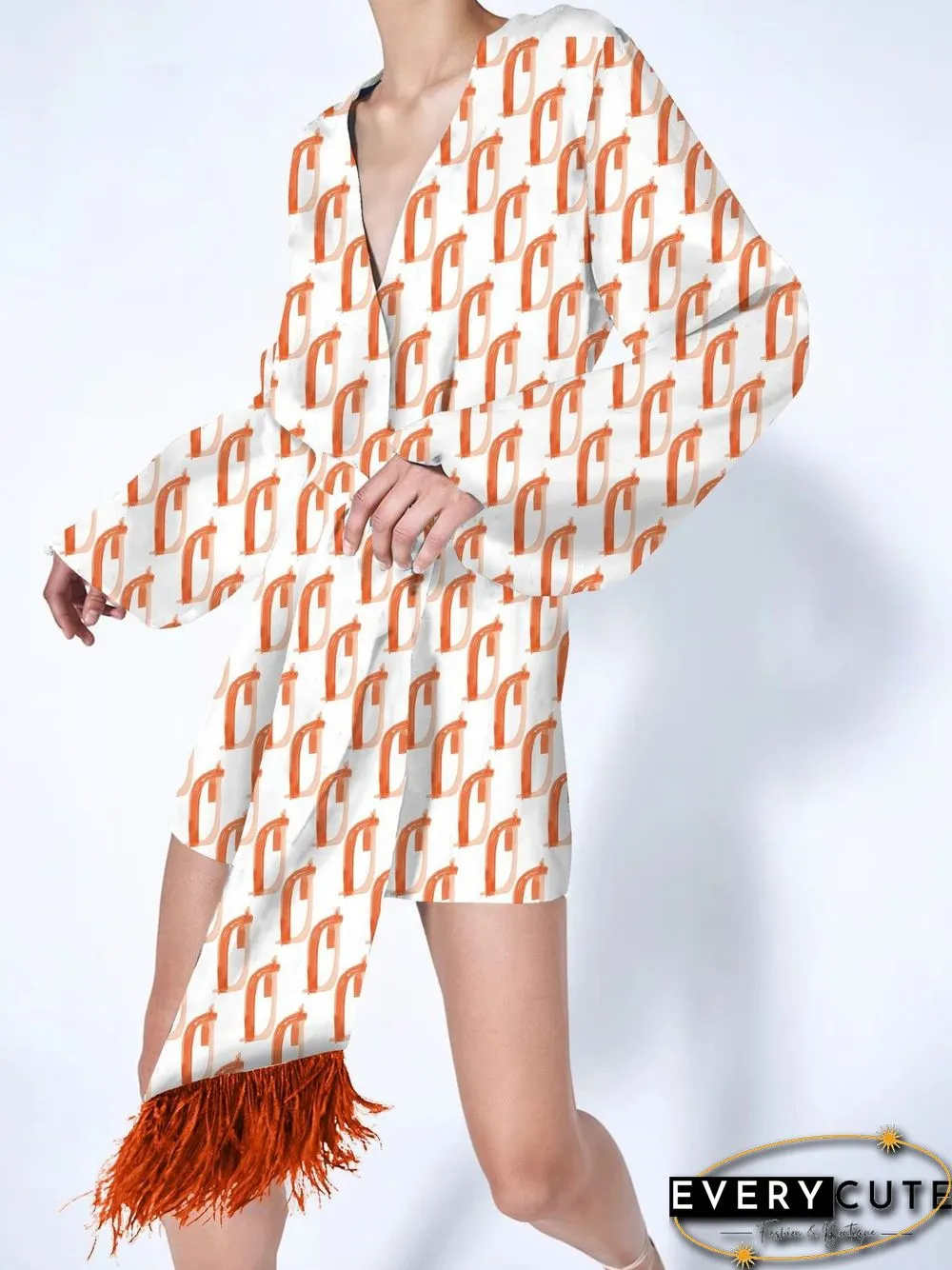 Women'S Dresses Home Casual Printed Long Sleeve Dress